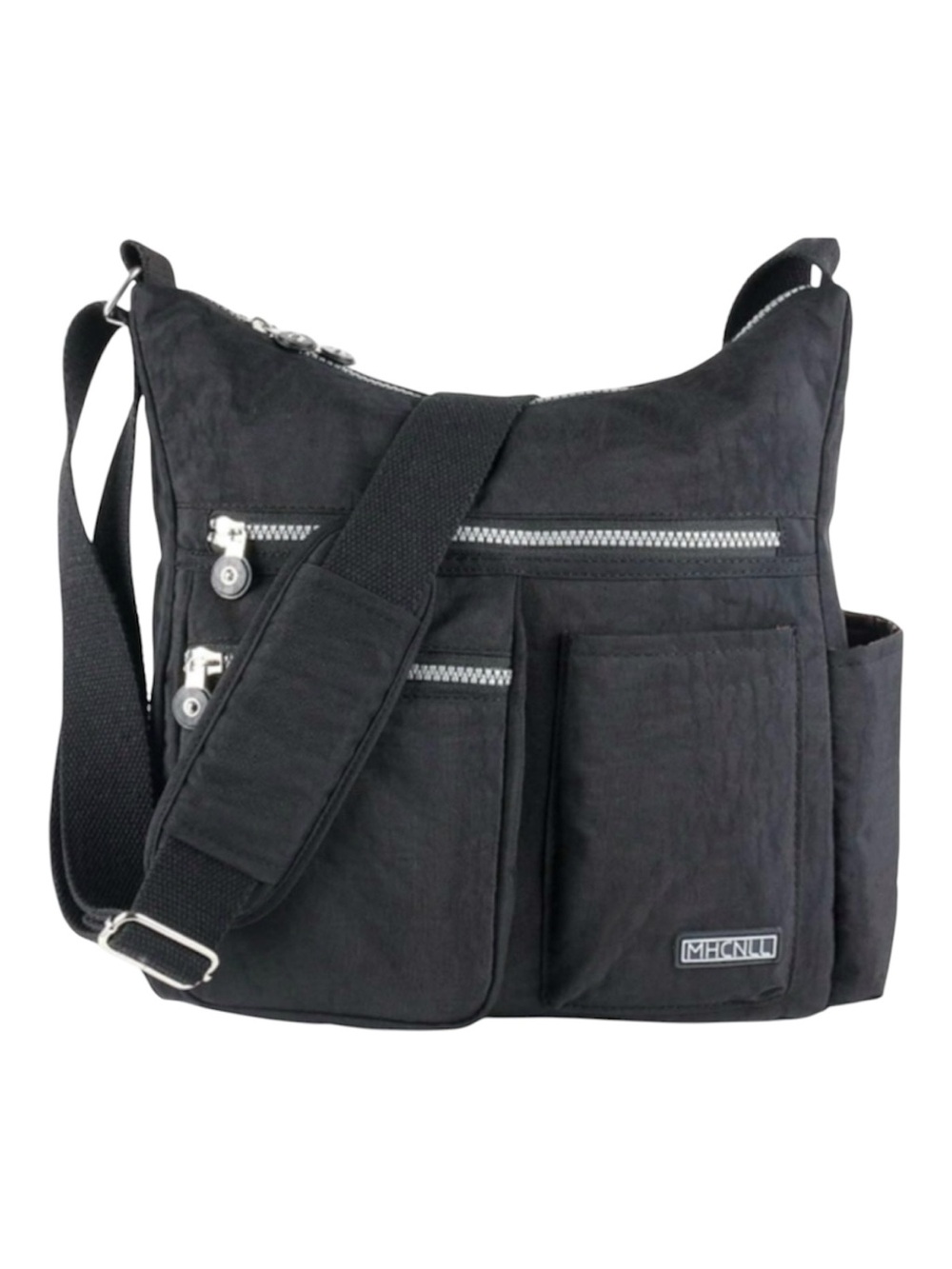 MHCNLL Anti-Theft RFID Water Resistant Nylon Black Crossbody Bag